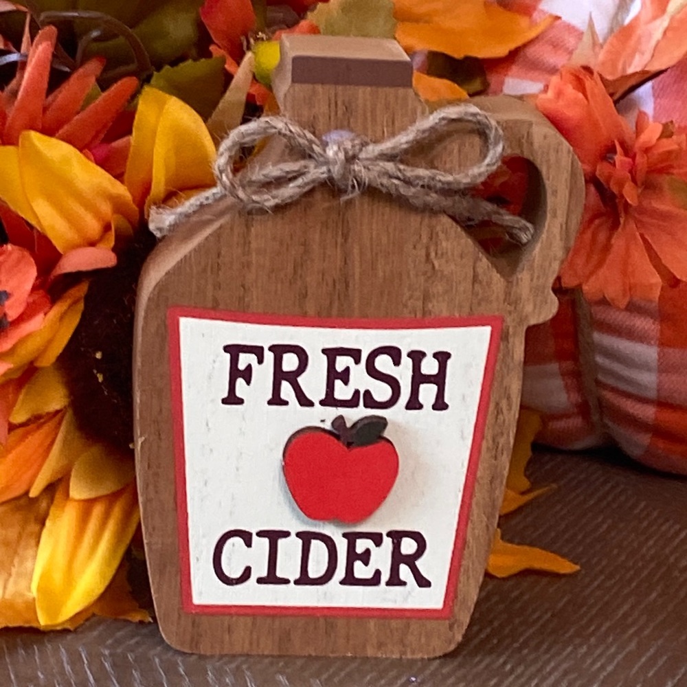 NEW! Rustic Farmhouse Country Fall Harvest Apple Cider Vintage Wood Jug